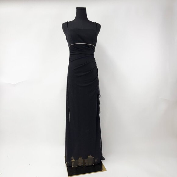 VINTAGE 90S STYLE BLACK EVENING LONG MAXI DRESS - Picture 9 of 12